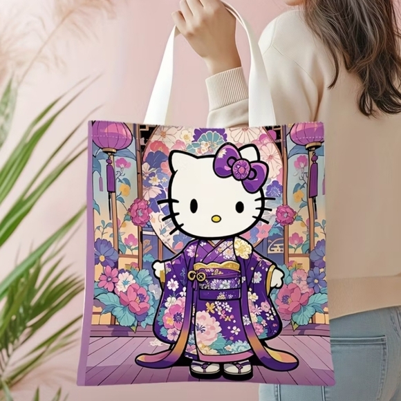 Hello Kitty Floral Pink & Purple Tote - Picture 1 of 4